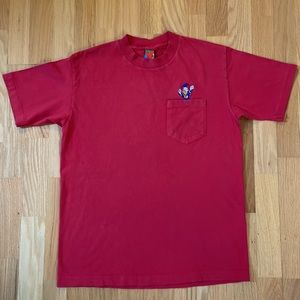 Vintage Mickey Unlimited Donald Duck Embroidered Red Pocket T Shirt Medium